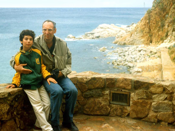 Lev Lapkin with his son Dmitriy for whom he made up his first tales, 1990s